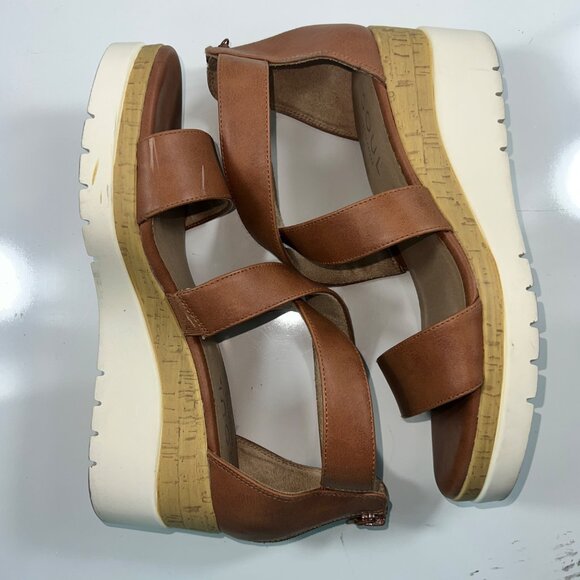 Soul Naturalizer Brown Sandal Wedges White Sole w/ Cork Womens Size 10W - Picture 3 of 15